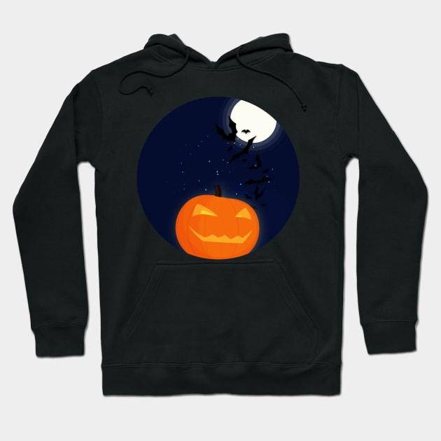 Halloween Pumpkin & Bats Hoodie by munkidesigns